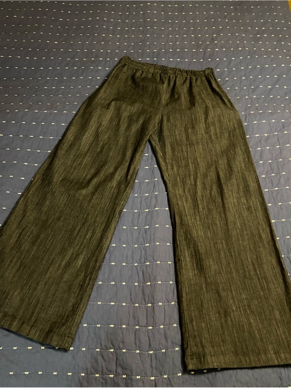 NWOT Organic Cotton wide leg, high waisted blue pants